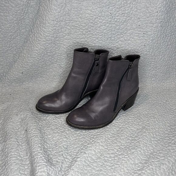 AGL Attilio Giusti Leombruni gray Leather zip Ankle Boots Size 37 - Picture 1 of 14